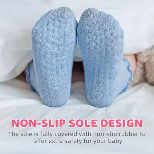 9 Pairs Toddler Ruffle Cotton Non Slip Socks Baby Boys Girls 1-3T - Image 5