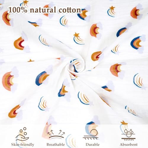 david's kids 4 Pack Baby Muslin Swaddle Blankets, 100% Cotton and Ultra Soft - Image 5