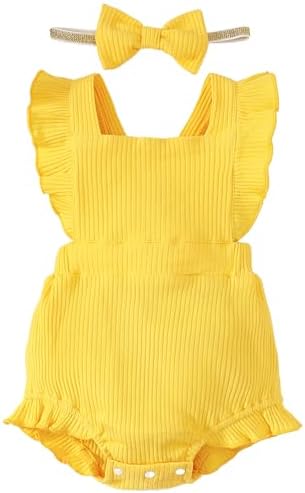 Fullfamous Baby Girl Ruffled Jumpsuit and Headband Set by Fullfamous