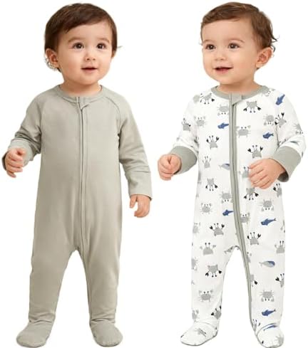 Aablexema Baby Rayon of Bamboo Footed Pajamas Zipper - Image 2