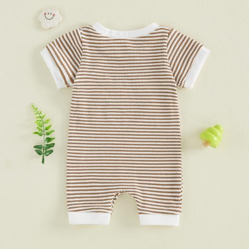 allshope Newborn Baby Boy Summer Outfit Romper Letter Embroidery Short Sleeve - Image 7