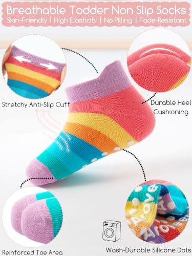 Aroveea Toddler Socks Non Slip Grip Ankle Baby 12 Pack - Image 6