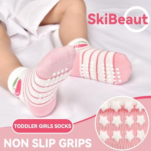 SkiBeaut Baby Toddlers Girls Socks, 12 Pairs Non Slip Kids Grips Toddler Grippy - Image 3
