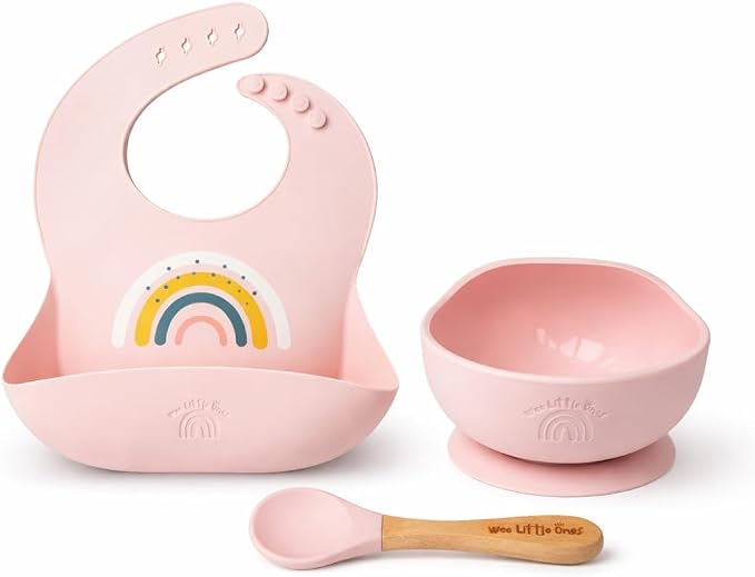 Baby Silicone Bib and Suction Bowl Set – Baby Led Weaning Feeding Set by Unknown