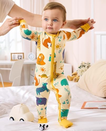 babee Reshinee Bamboo Viscose Baby Footie Pajama, Zipper Sleeper Boys Girls - Image 5