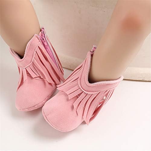 SOFMUO Suede Fringe Baby Cowboy Boots Side Zipper Non Slip Infant Booties - Image 4