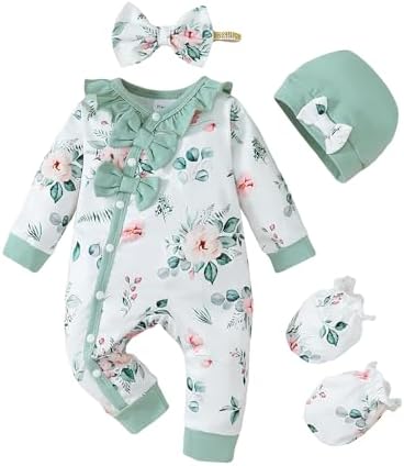 Mikrdoo Newborn Baby Girl Clothes Long Sleeve Romper by Mikrdoo