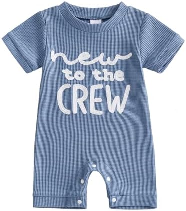 allshope Newborn Baby Boy Summer Outfit Romper Letter Embroidery Short Sleeve by Allshope