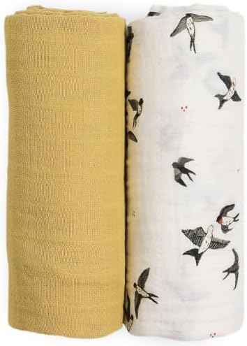 Little Unicorn 100% Natural Organic Cotton Muslin Swaddle Blanket 2 Pack | - Image 6
