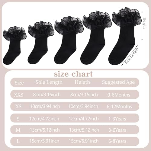 Topbuti 4 Pairs Baby Girls Ruffle Socks Double Lace Frilly Turn Cuff Cotton - Image 4