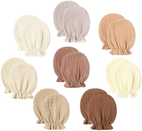 8 Pairs Newborn Baby Muslin Cotton Mittens 0-6 Months No Scratch Elastic Wrist by Fashion+Accessories+for+Women