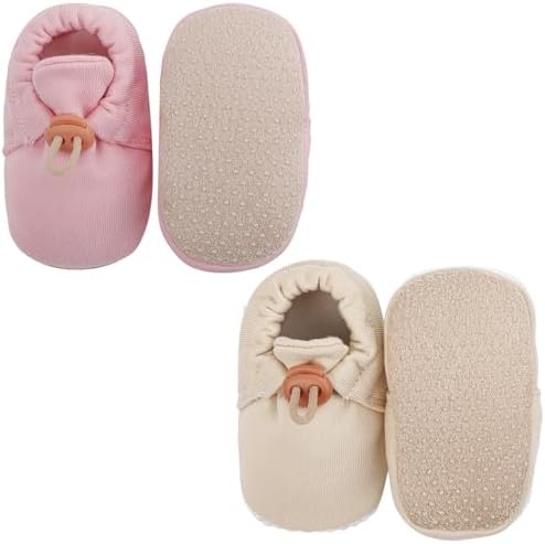 2 Pack Newborn Shoes Soft Sole Baby Sock Booties Drawstring Infant Boys Girls by DUONITITI