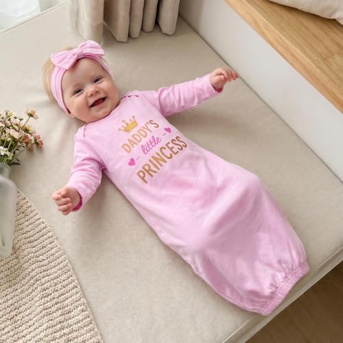 fhutpw Newborn Baby Girls Cotton Sleeper Gown She Is Here Nightgown Pajamas | - Image 2