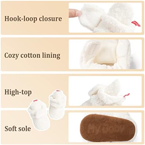 ohsofy Newborn Baby Cotton Booties Stay On Slipper Winter Warm Soft Shoes - Image 5