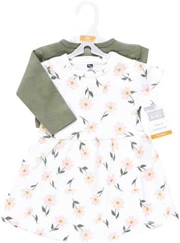 Hudson Baby Infant and Toddler Girls Cotton Dress and Cardigan Set - Image 2