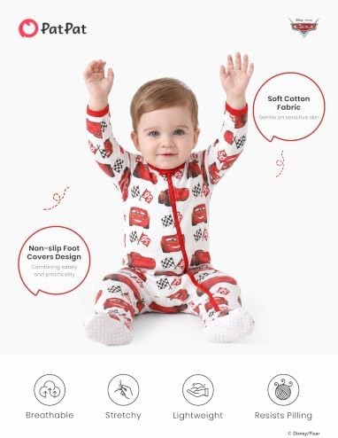 Disney Baby Boys Zip One-Piece Non-Slip Footie Romper - Image 5