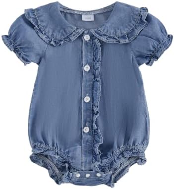 Baby Girl Denim Outfit Button Romper Jean Jumpsuit Shorts Overalls Toddler by Emmababy