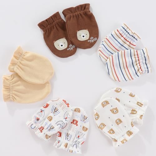 MAMIMAKA Baby Hat and Mittens Set Newborn Baby Hats Caps - Image 3