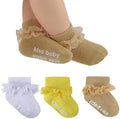 Baby Girl Ruffle Socks with Grips Lace Frilly Ankle Dress Socks by MKYSZLTSOCKS-EnjoyComfort