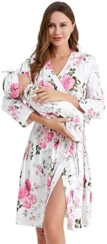 Galabloomer Maternity Robe and Receiving Blanket, Matching Mommy Labor Robe by Galabloomer