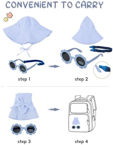 Durio UPF50+ Baby Sun Hat and Sunglasses - Image 5