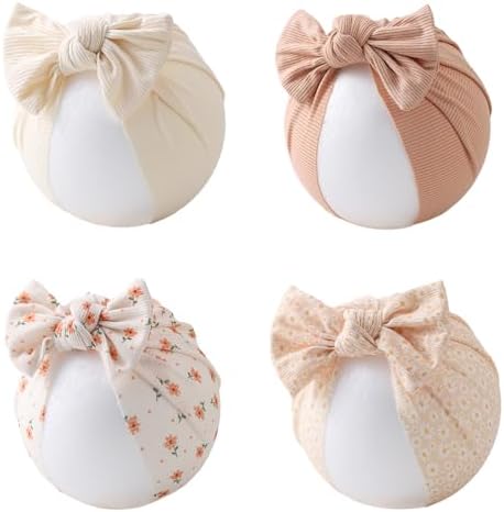 Baby Girls Hair Bow Knot Turban Hat Newborn Hospital Hats Infant Toddler Head by KIDOCHEESE