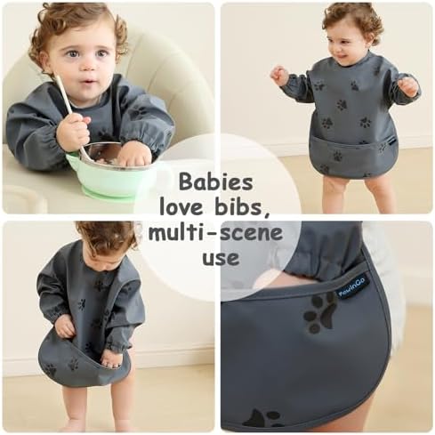 Weaning Bib with Long Sleeves & BLW, Soft and Skin-Friendly Material - Image 7