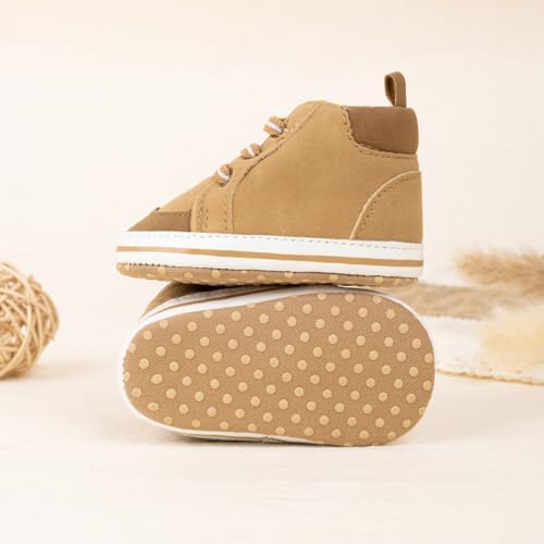 Meckior Toddler Baby Boys Girls High Tops Ankle Sneakers Soft Anti-Slip Sole PU - Image 4