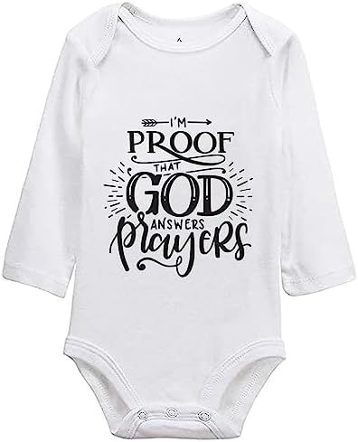 listery I'M Proof That God Answers Prayers Baby Bodysuit Baby Religious Infant by listery