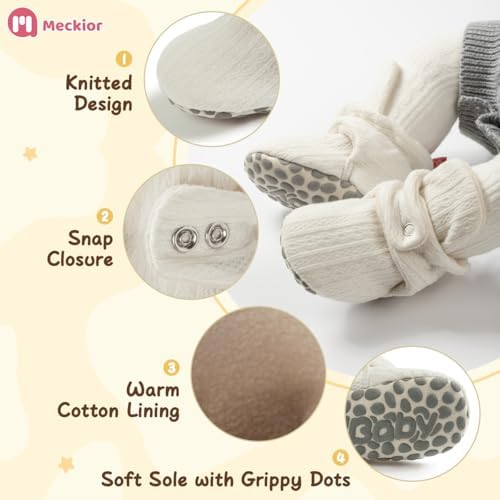 Meckior Newborn Infant Baby Girls Boys Warm Fleece Winter Booties First Walkers - Image 5