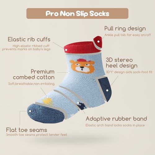 Aroveea Toddler Socks Non Slip Grip Ankle Baby 12 Pack - Image 4