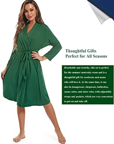 Maternity Robe with Matching Swaddle Blanket Set, Maternity Barhrobe Delivery - Image 5