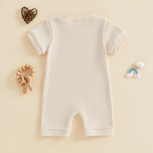 allshope Newborn Baby Boy Summer Outfit Romper Letter Embroidery Short Sleeve - Image 7