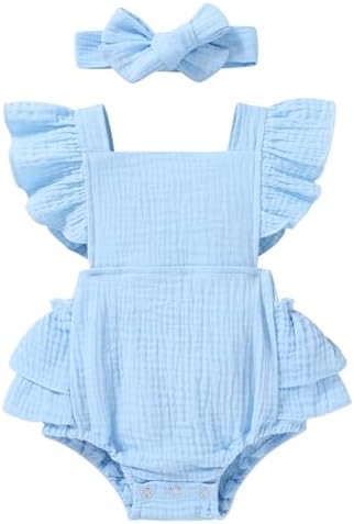 YOUNGER TREE Toddler Baby Girl Ruffled Sleeveless Romper Casual Summer Jumpsuit by YOUNGERTREE