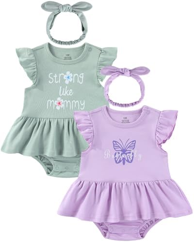 Baby Girls Romper Summer Ruffled Sleeve Bodysuit Dresses Infant Girl Clothes by ZAVBABY
