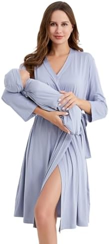 Galabloomer Maternity Robe and Receiving Blanket, Matching Mommy Labor Robe by Galabloomer