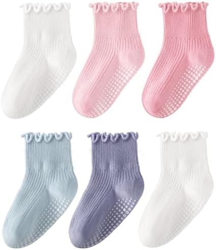 HONGTEYA 6 Pairs Toddler Ruffle Socks by HONGTEYA