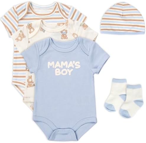 Baby Essentials Baby Boys 5 Piece Bodysuit Set by BabyEssentialsNotJusttheBasics