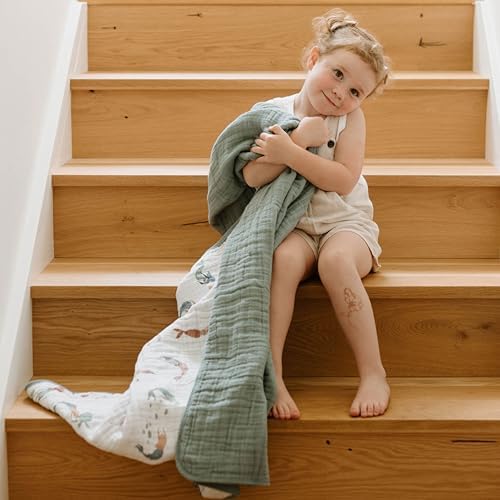 Little Unicorn Muslin Quilt Blanket | 100% Cotton Soft Multi-Layered Muslin - Image 7