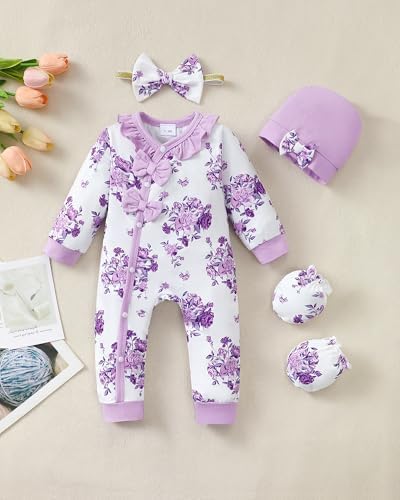 Mikrdoo Newborn Baby Girl Clothes Long Sleeve Romper - Image 3