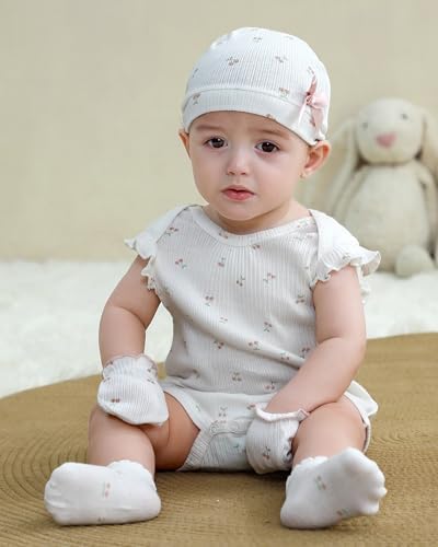 Baby Hats Mittens and Socks Set Soft Cotton Newborn Hat Glove - Image 4