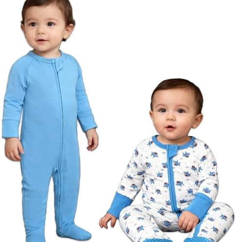 Aablexema Baby Rayon of Bamboo Footed Pajamas Zipper - Image 2