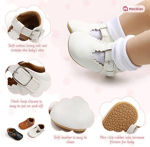 Meckior Infant Baby Girls Soft Sole Bowknot Princess Wedding Dress Mary Jane - Image 5