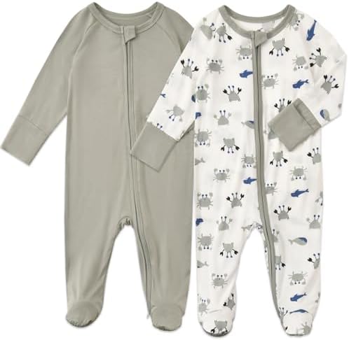 Aablexema Baby Rayon of Bamboo Footed Pajamas Zipper by Aablexema