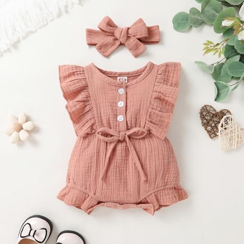 YOUNGER TREE Toddler Baby Girl Ruffled Sleeveless Romper Casual Summer Jumpsuit - Image 2