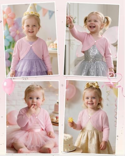 Girls Cardigan, Girls Bolero Shrug Sweater, Kids Knit Hollow Out Long Sleeve - Image 5