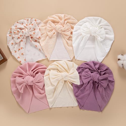 Baby Girls Hair Bow Knot Turban Hat Newborn Hospital Hats Infant Toddler Head - Image 4