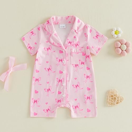 Kuriozud Baby Girl Boy Romper Pajamas Onesie Short Sleeve Button Down Pjs - Image 4