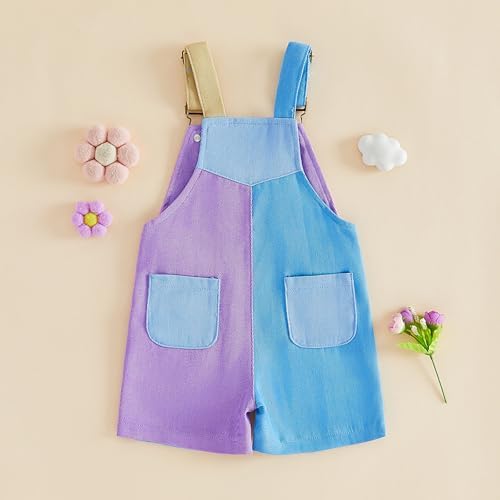 Fernvia Toddler Kids Baby Girl Boy Contrast Color Overalls Shorts Clothes - Image 6