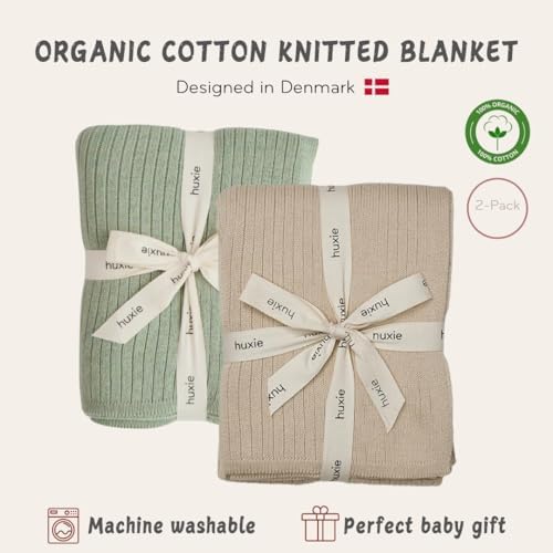 Receiving Blankets, 100% Organic Cotton Knit, Baby Swaddle 2-Pack | - Image 3